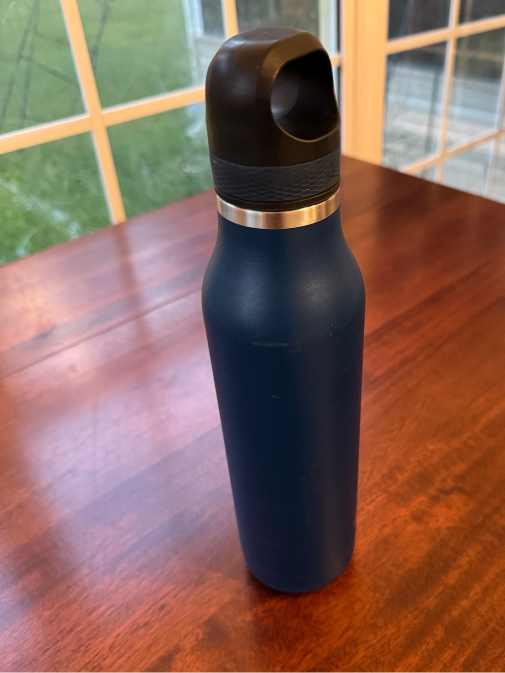 Insulated Navy Blue Stainless Water Bottle with Black Lid